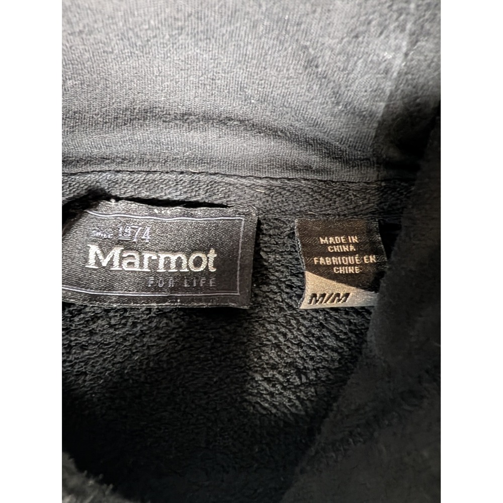 Marmot Hoodie Men Medium Black Graphic Mountain Pullover Good Condition - Picture 6 of 9